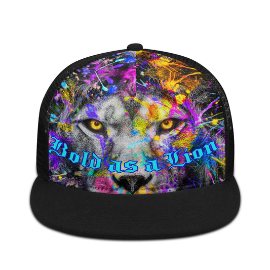 BOLD AS A LION- Front Printing Adjustable Snapback Trucker Hat, Free Shipping