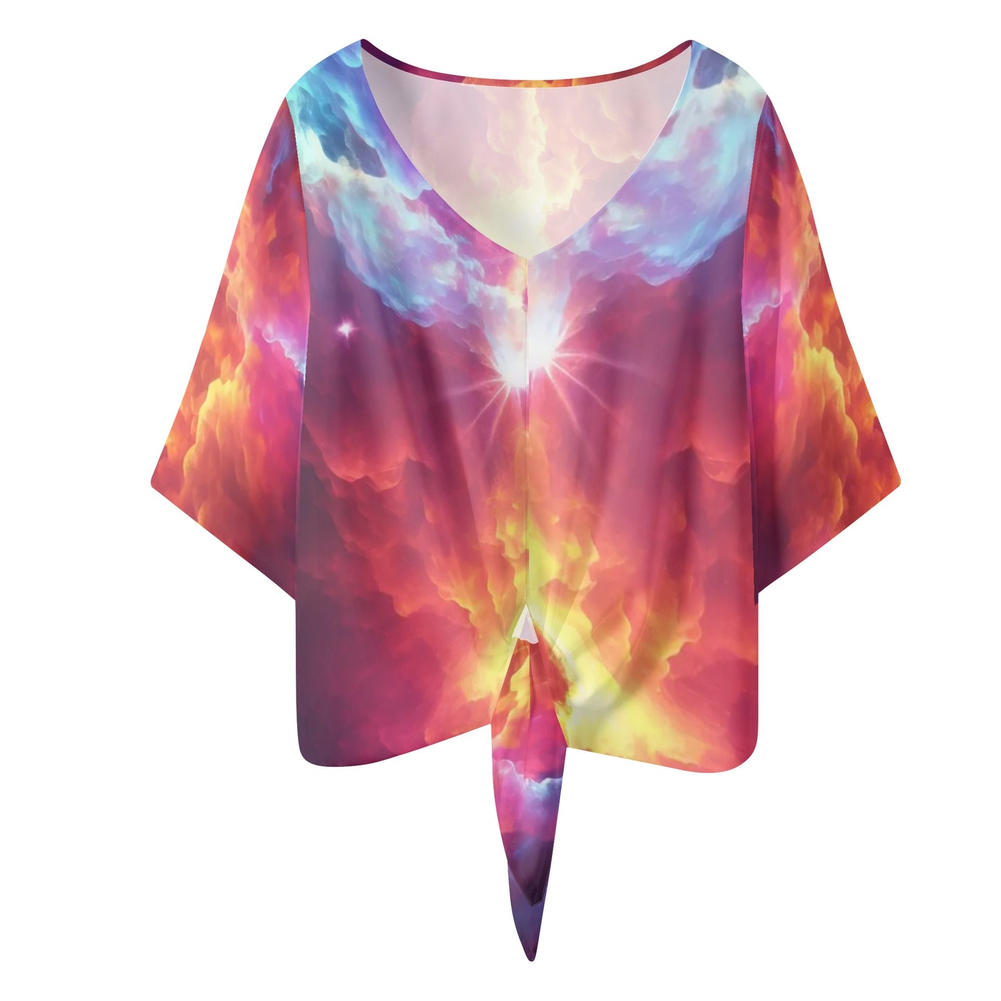 Out of this World- Women‘s’ V-neck Tie Front Knot Chiffon Blouse
