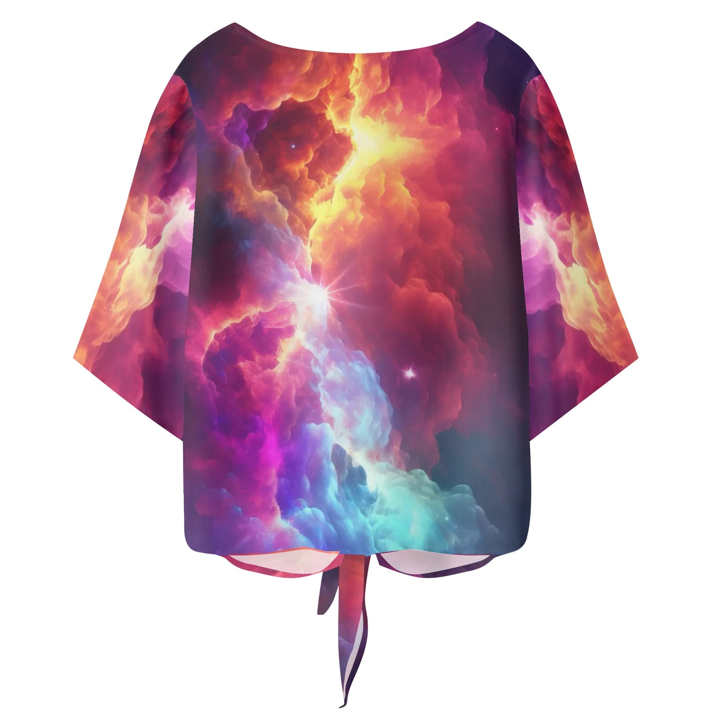 Out of this World- Women‘s’ V-neck Tie Front Knot Chiffon Blouse