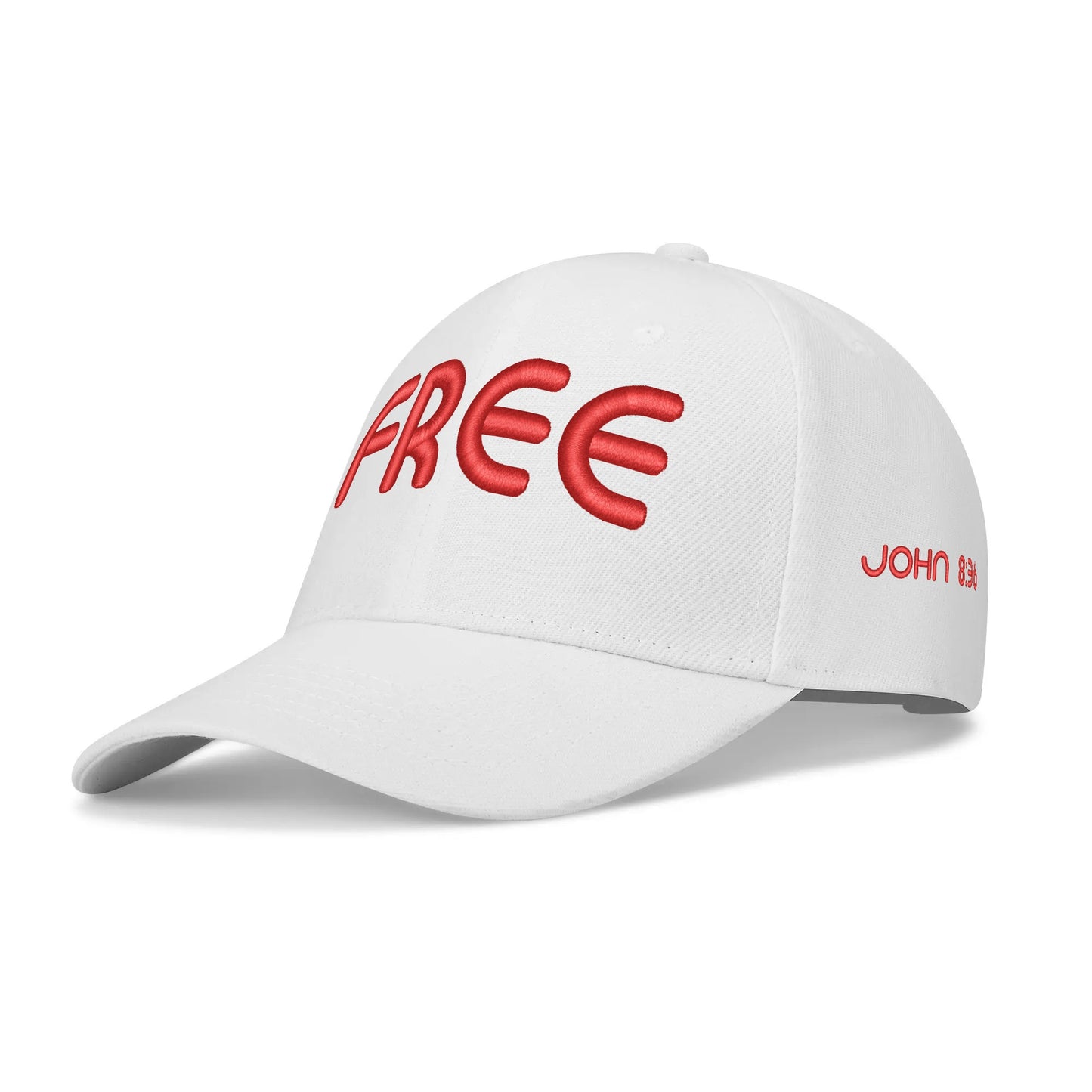 FREE INDEED- Four Sides Embroidered Adjustable Flat Baseball Cap, FREE SHIPPING