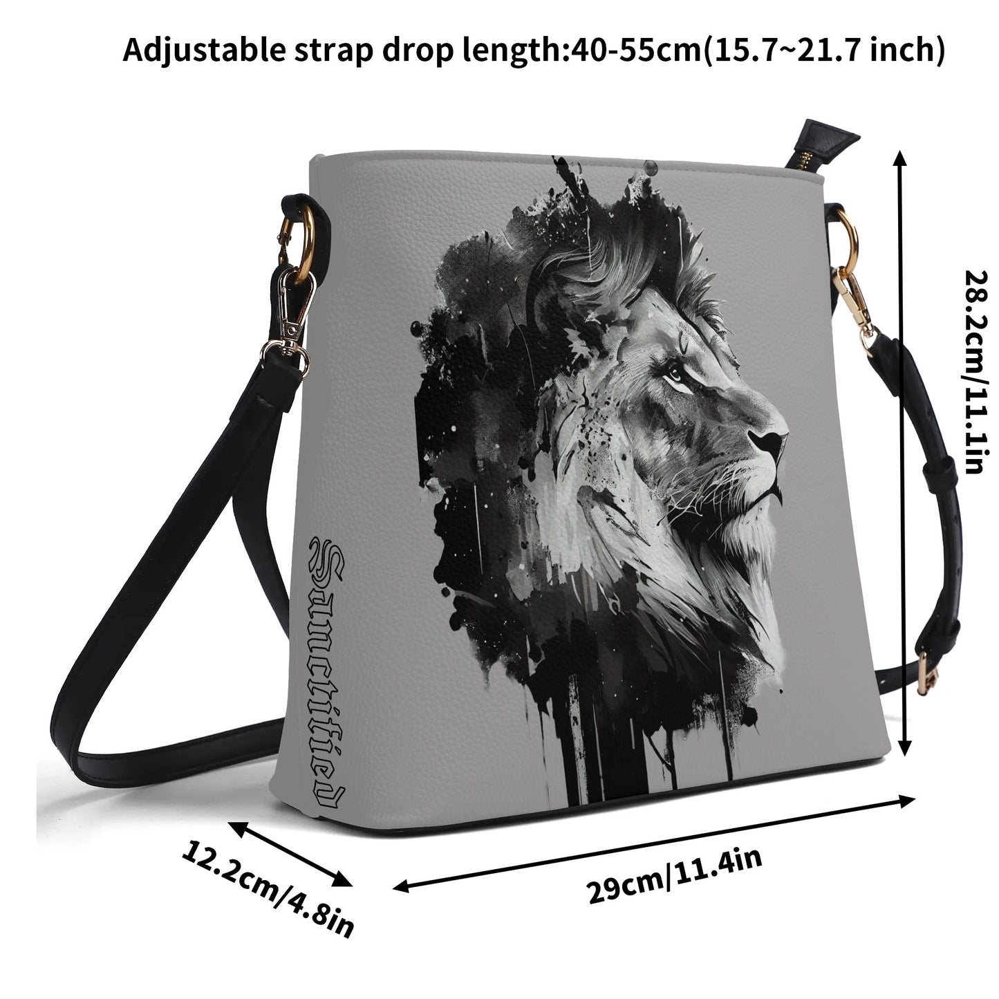 BOLD AS A LION- Womens PU Bucket Bag Shoulder Bag