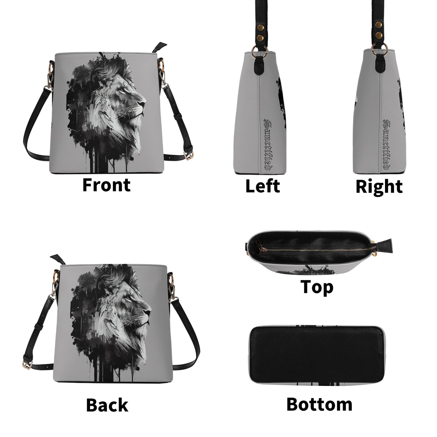 BOLD AS A LION- Womens PU Bucket Bag Shoulder Bag