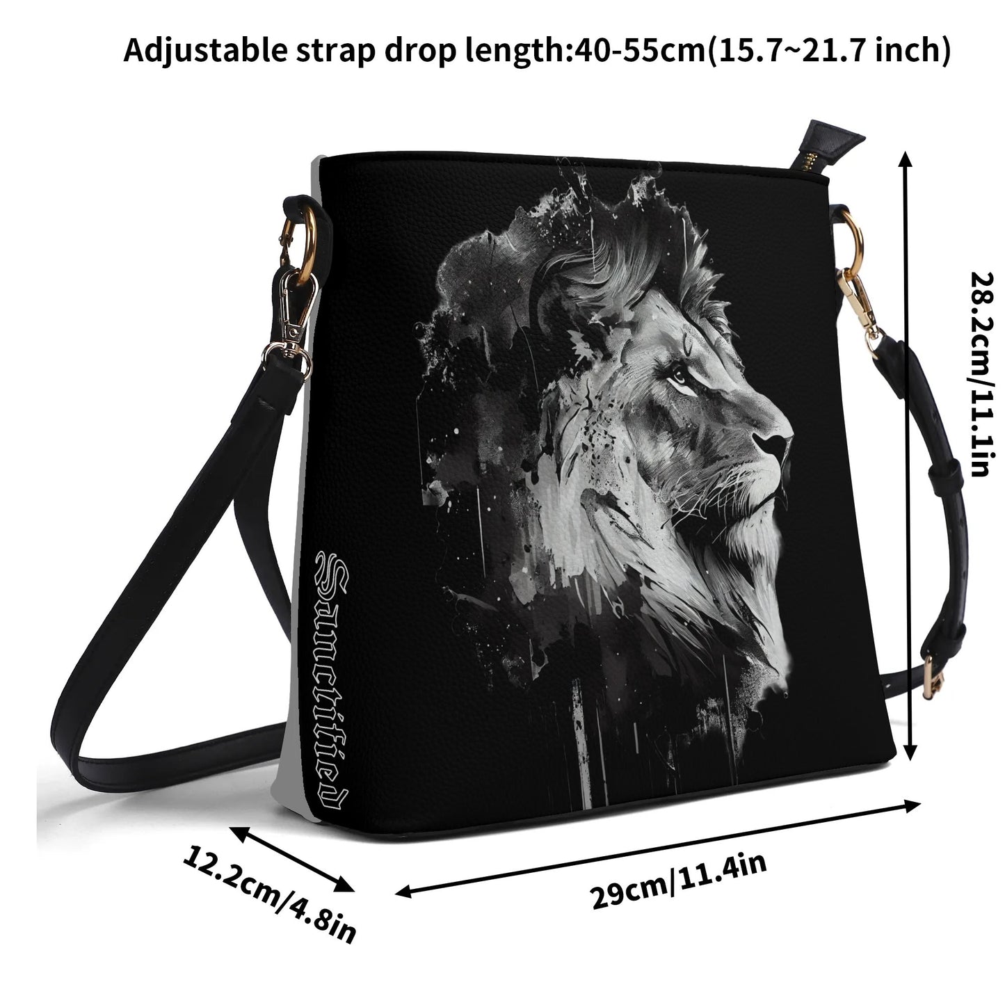 BOLD AS A LION- Womens PU Bucket Bag Shoulder Bag