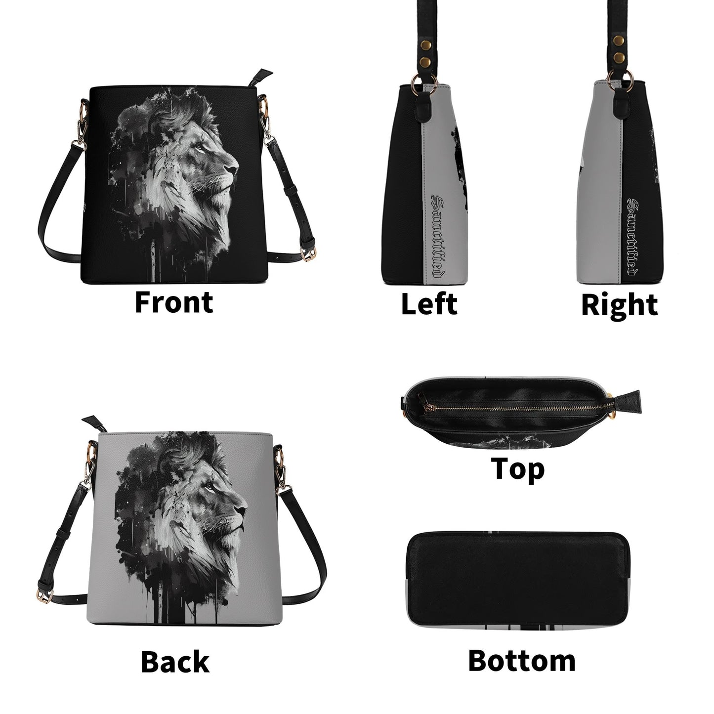 BOLD AS A LION- Womens PU Bucket Bag Shoulder Bag