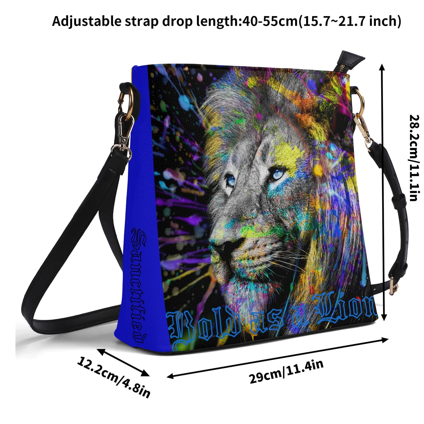 BOLD AS A LION- Womens PU Bucket Bag Shoulder Bag