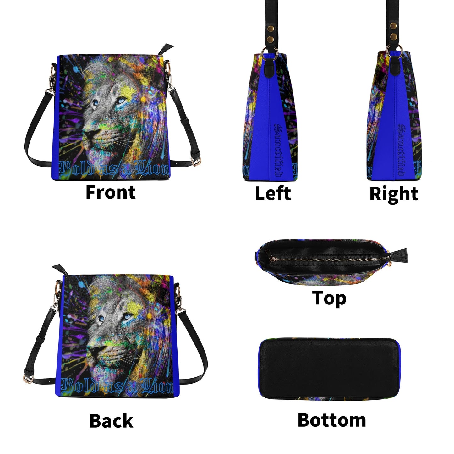 BOLD AS A LION- Womens PU Bucket Bag Shoulder Bag