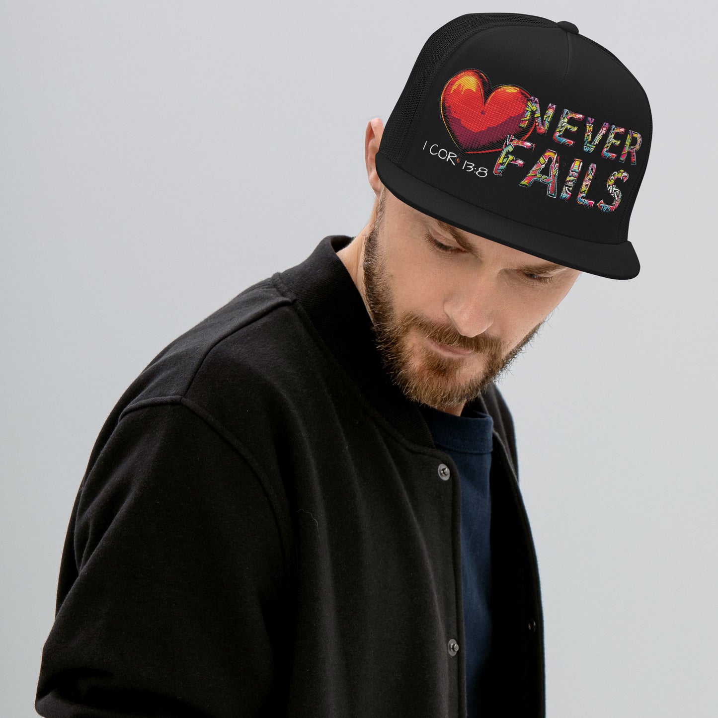 LOVE NEVER FAILS- Trucker Cap