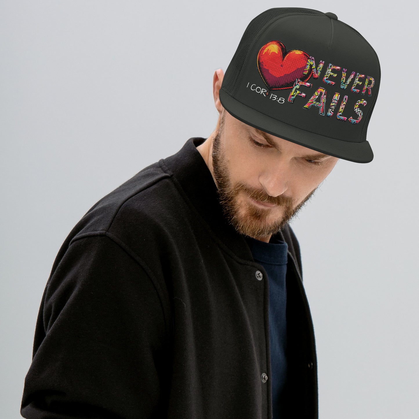 LOVE NEVER FAILS- Trucker Cap