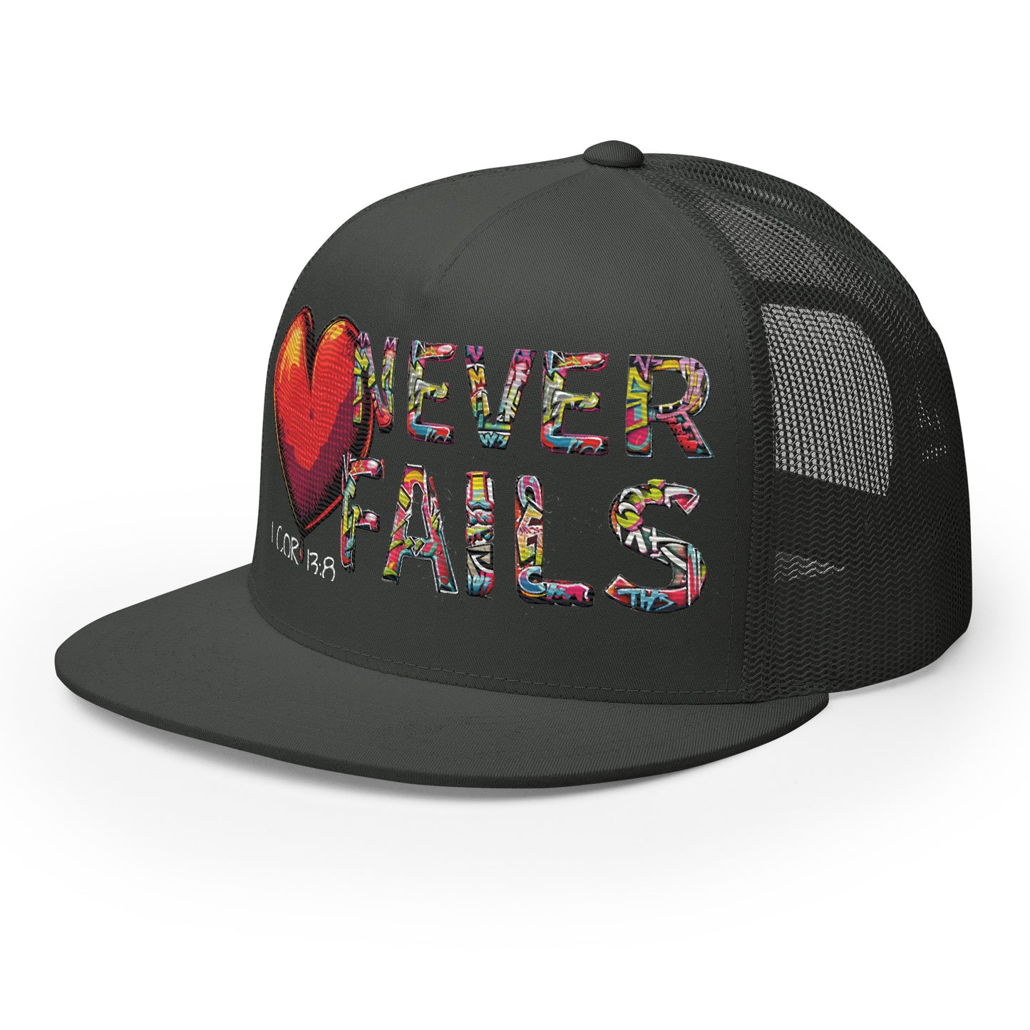 LOVE NEVER FAILS- Trucker Cap