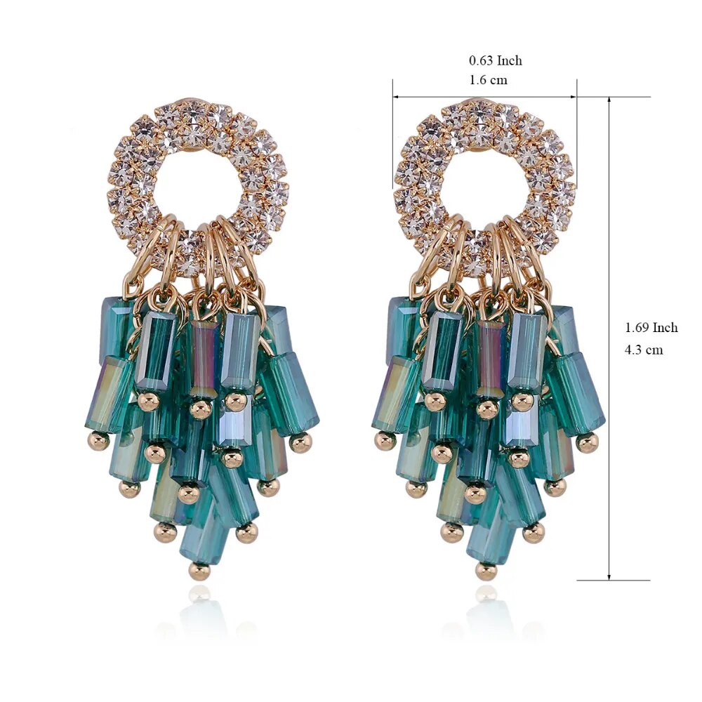 New Arrivals Rhinestone Crystal Golden Drop Dangle Earrings for Girls Women Fashion Statement Earrings Drop-Shipping 4110