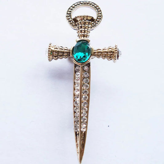 Enamel Crystal Cross Sword Pin/Brooch