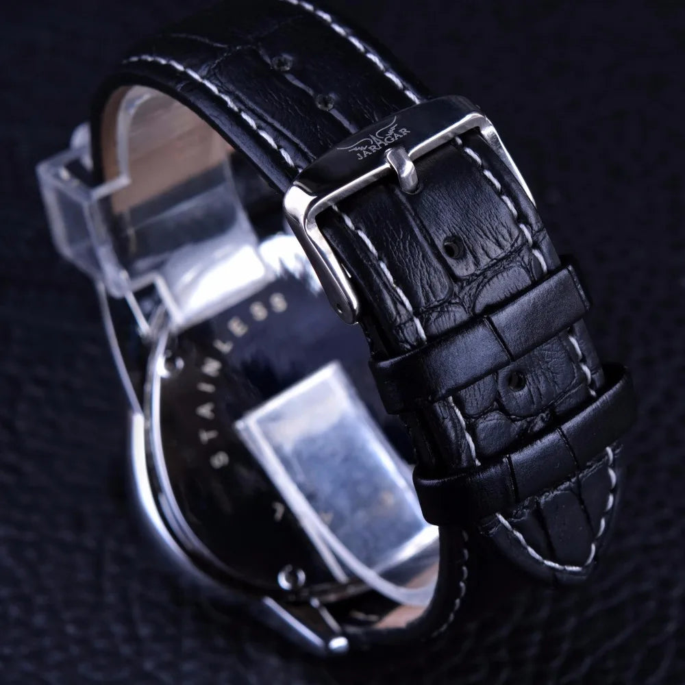Sport Racing Design Geometric Triangle Pilot Genuine Leather Men Mechanical Watch