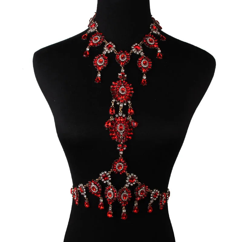 Metal Chain Bodychain Jewelry with Crystal Rhinestone