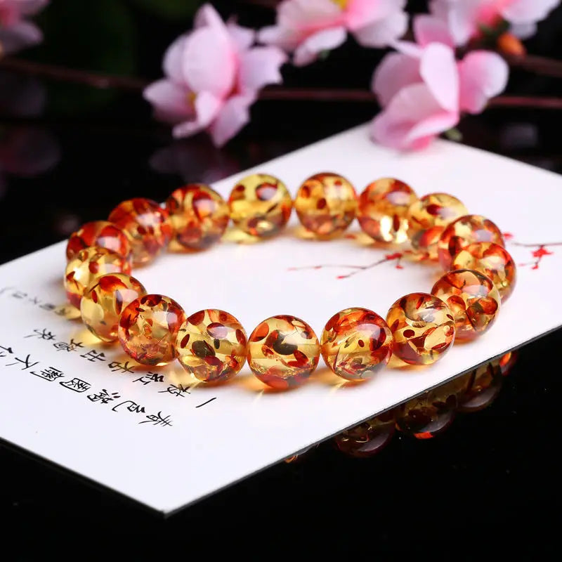 Amber Beeswax Flower-pearl Bracelet