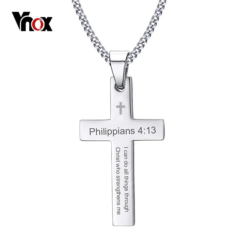 Philippians 4:13 Simple Cross Pendant Necklace