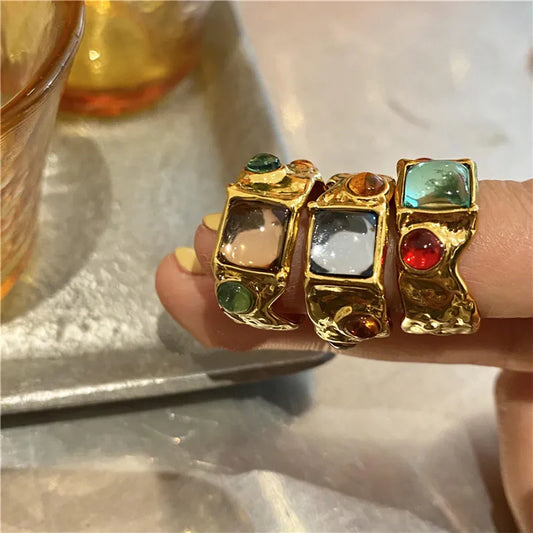 Gold-Plated Crystal Rhinestone Ring
