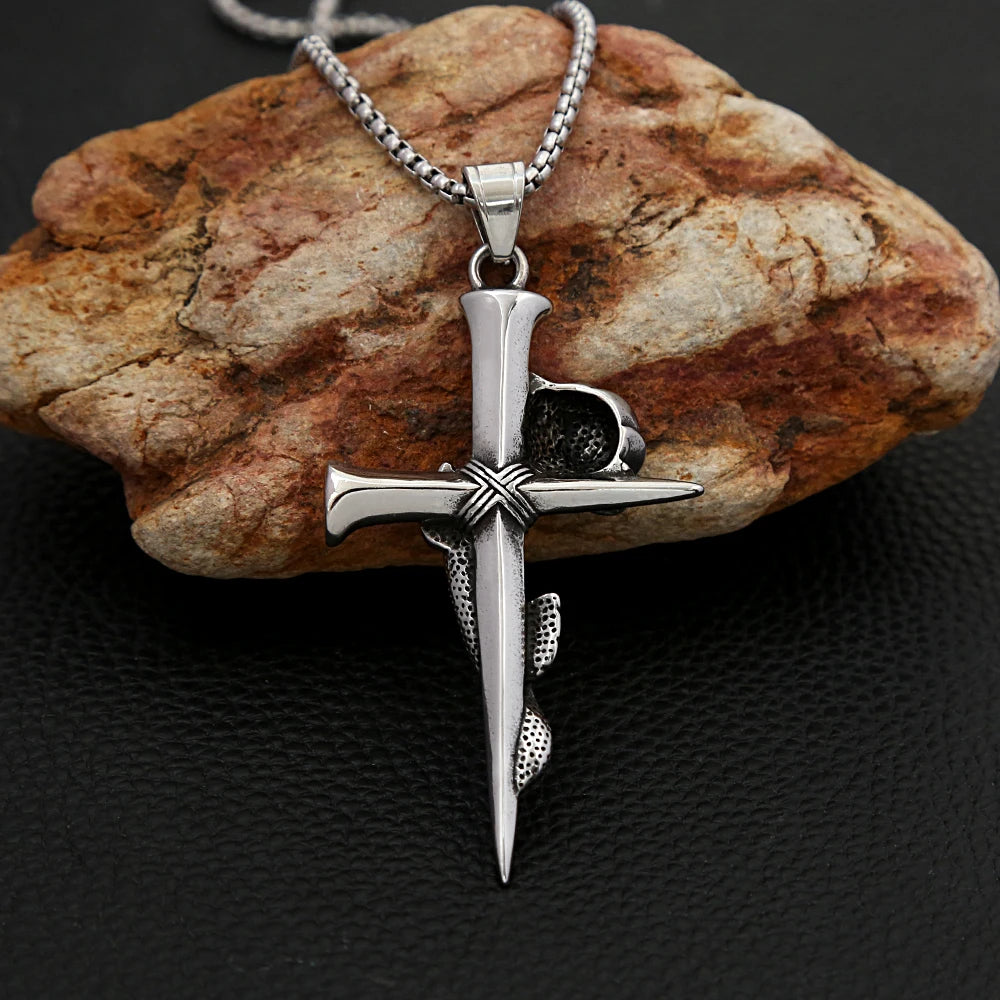 Rose Cross Necklace Stainless Steel