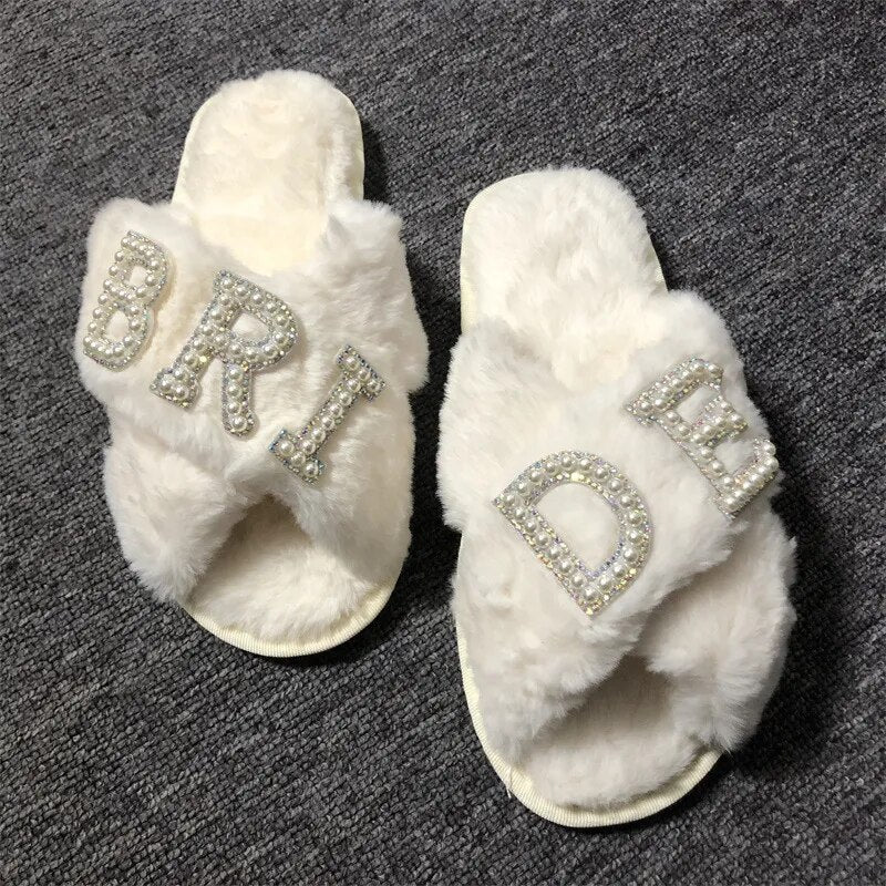BRIDE/WIFEY Plush Slippers