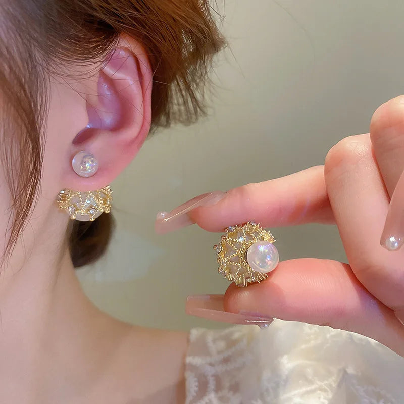 Shiny Double-sided Mermaid Princess Pearl Earrings
