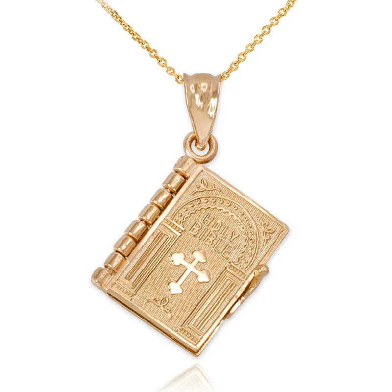 European Classic Cross Bible Gold Plated Alloy Pendant Necklace