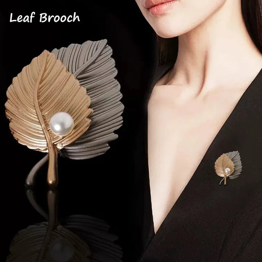 Maple Leaf Pearl Brooch