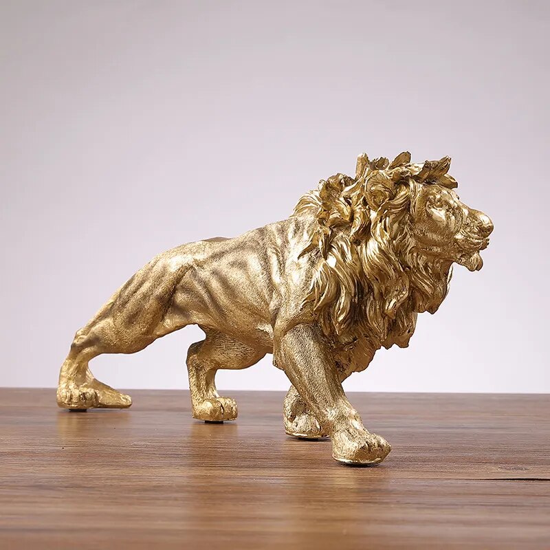 Golden Lion King Resin Statue