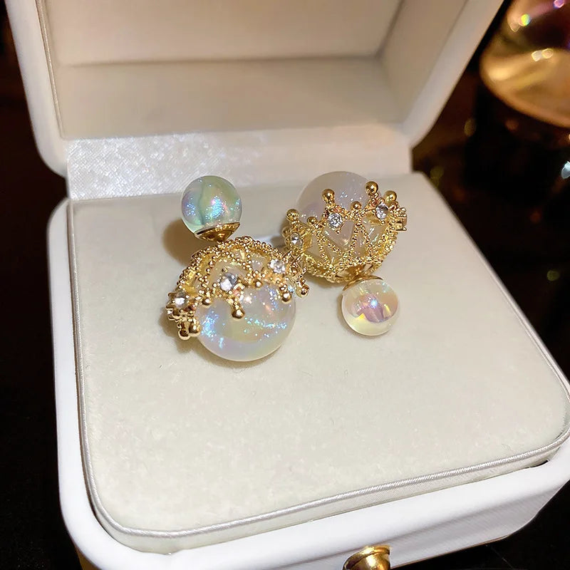 Shiny Double-sided Mermaid Princess Pearl Earrings