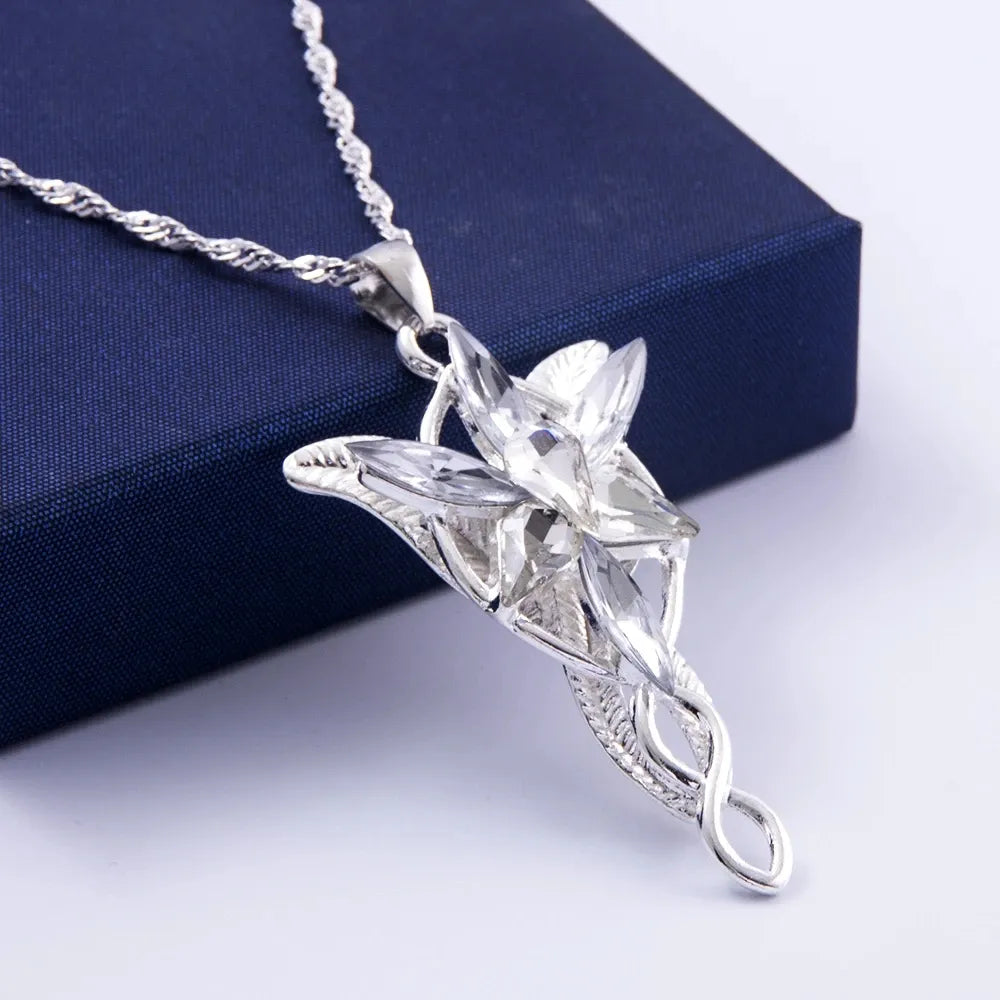 Movie inspired The Lord of the Rings, Arwen Evenstar Necklace Elf Princess Arwen Twilight Star Crystal Pendant