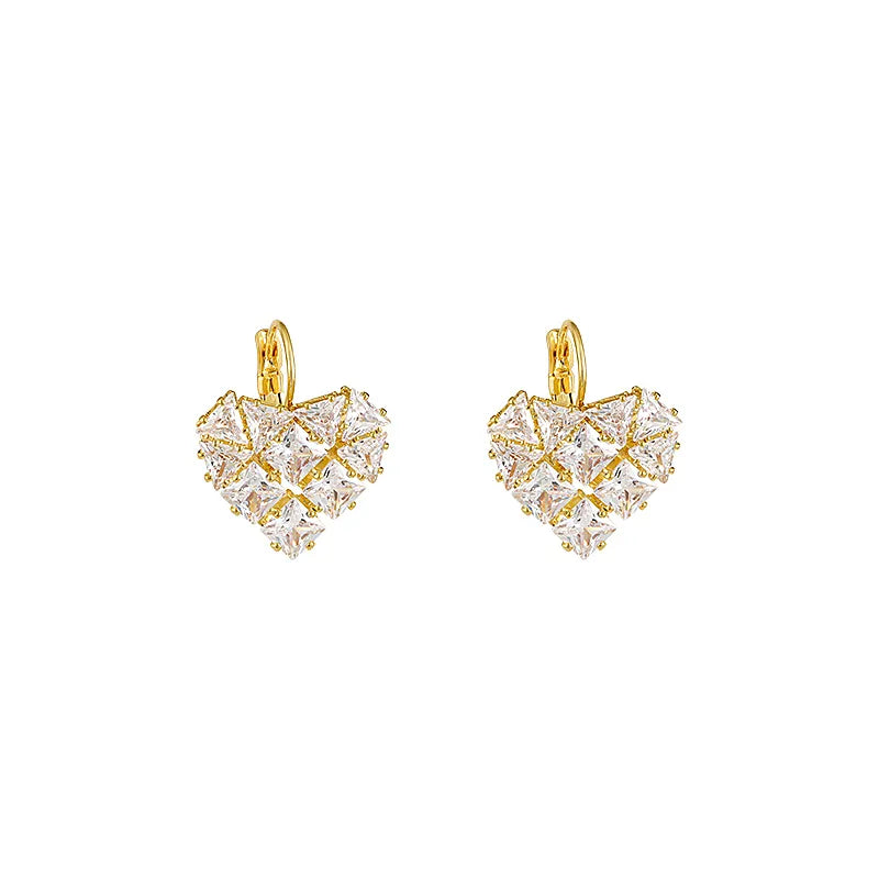 Heart Shaped 14K Gold plated with Zircon Earrings