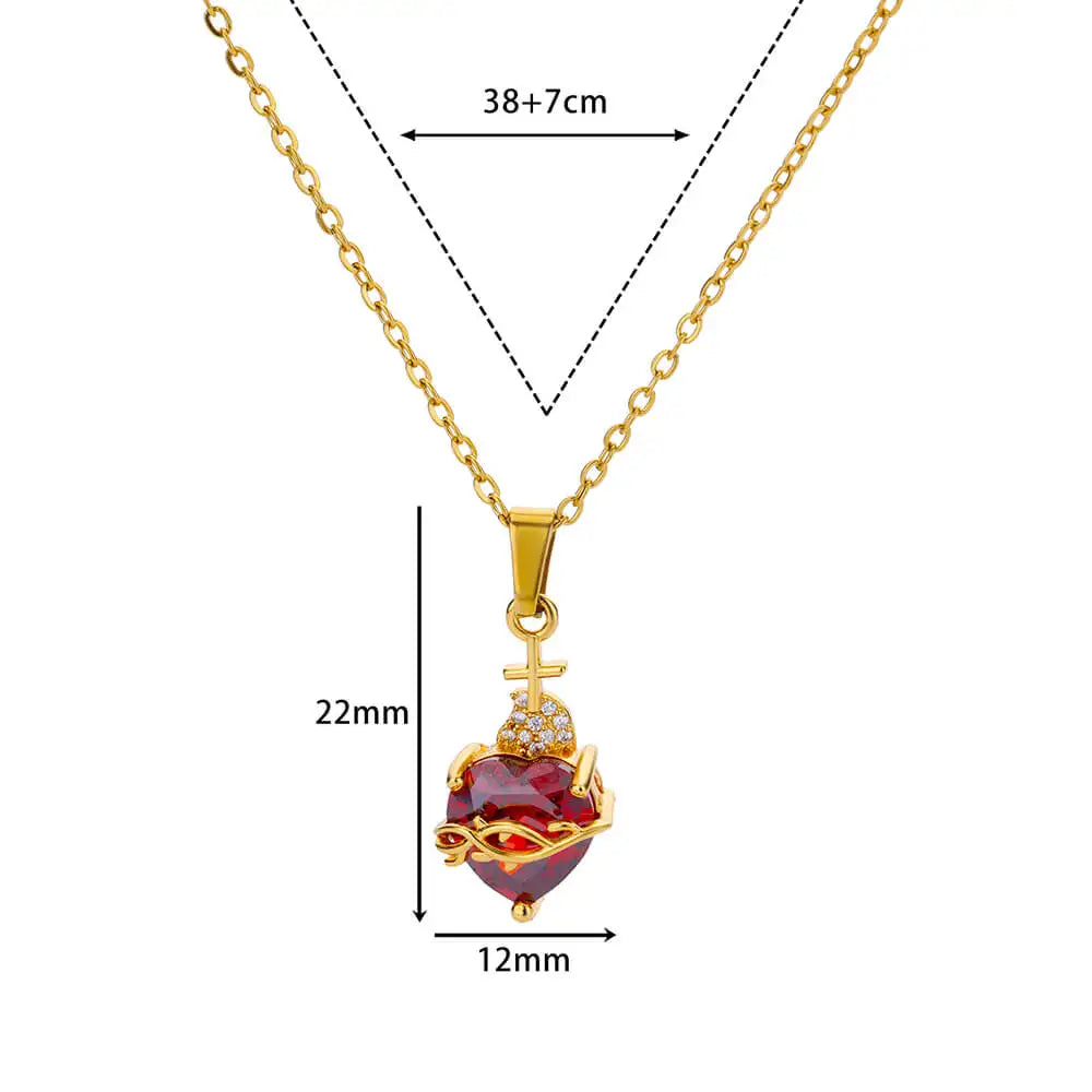 Zircon Heart Cross Necklaces For Women Vintage Gold Plated Gold Plated Surrounded By Vines Choker Necklace Aesthetic Jewelry
