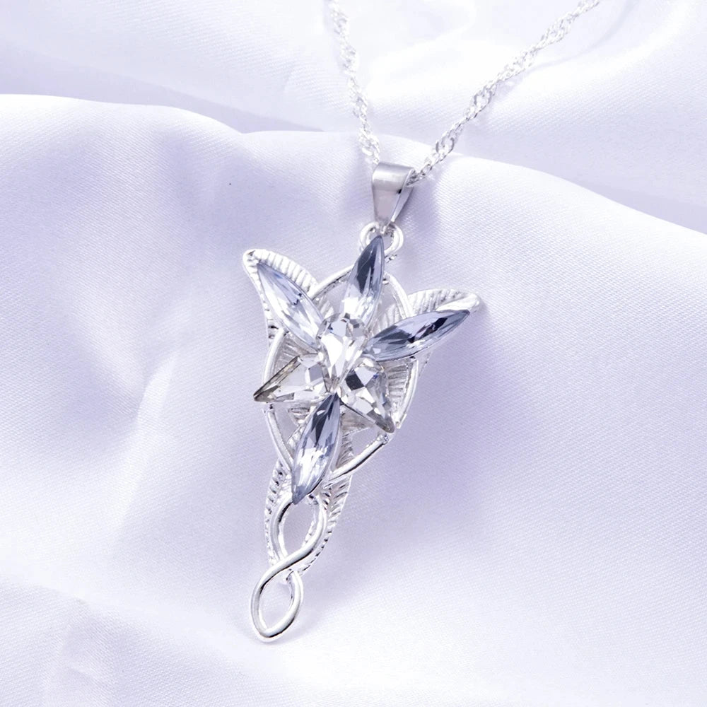 Movie inspired The Lord of the Rings, Arwen Evenstar Necklace Elf Princess Arwen Twilight Star Crystal Pendant