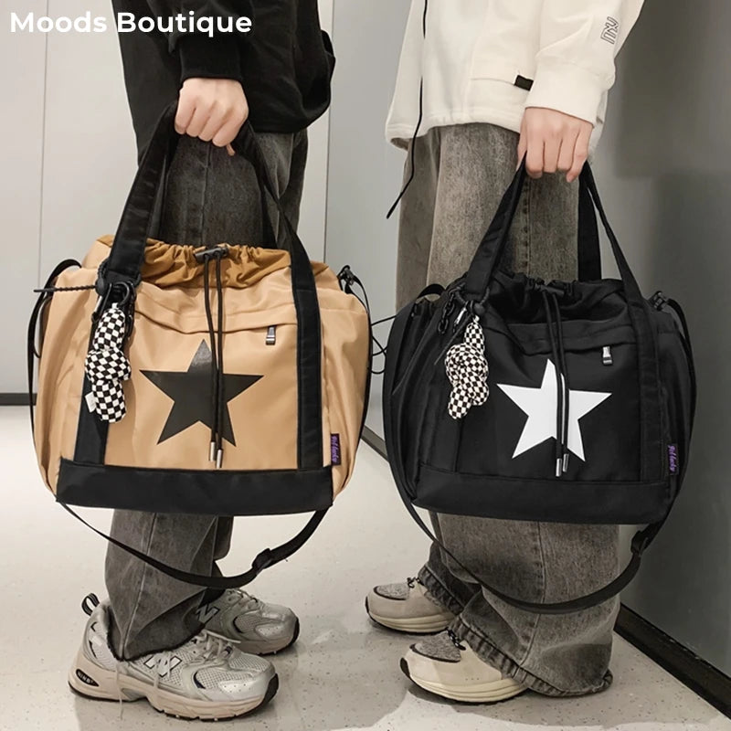 Star Prints Nylon Fabric Crossbody Bags Splash-proof