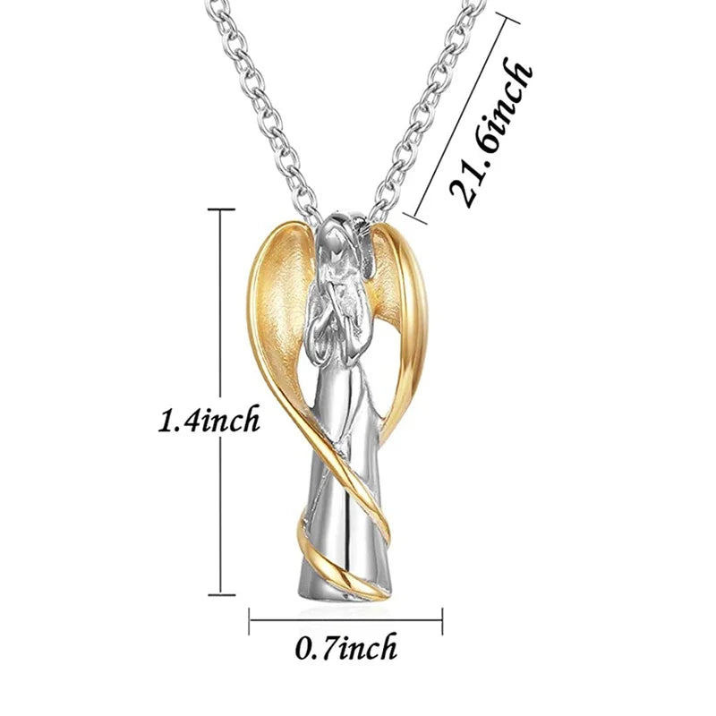 Stainless-Steel Angel Wing Necklace with Cremation Urn Keepsake Pendant
