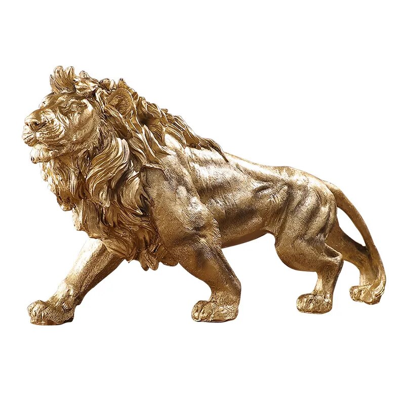 Golden Lion King Resin Statue