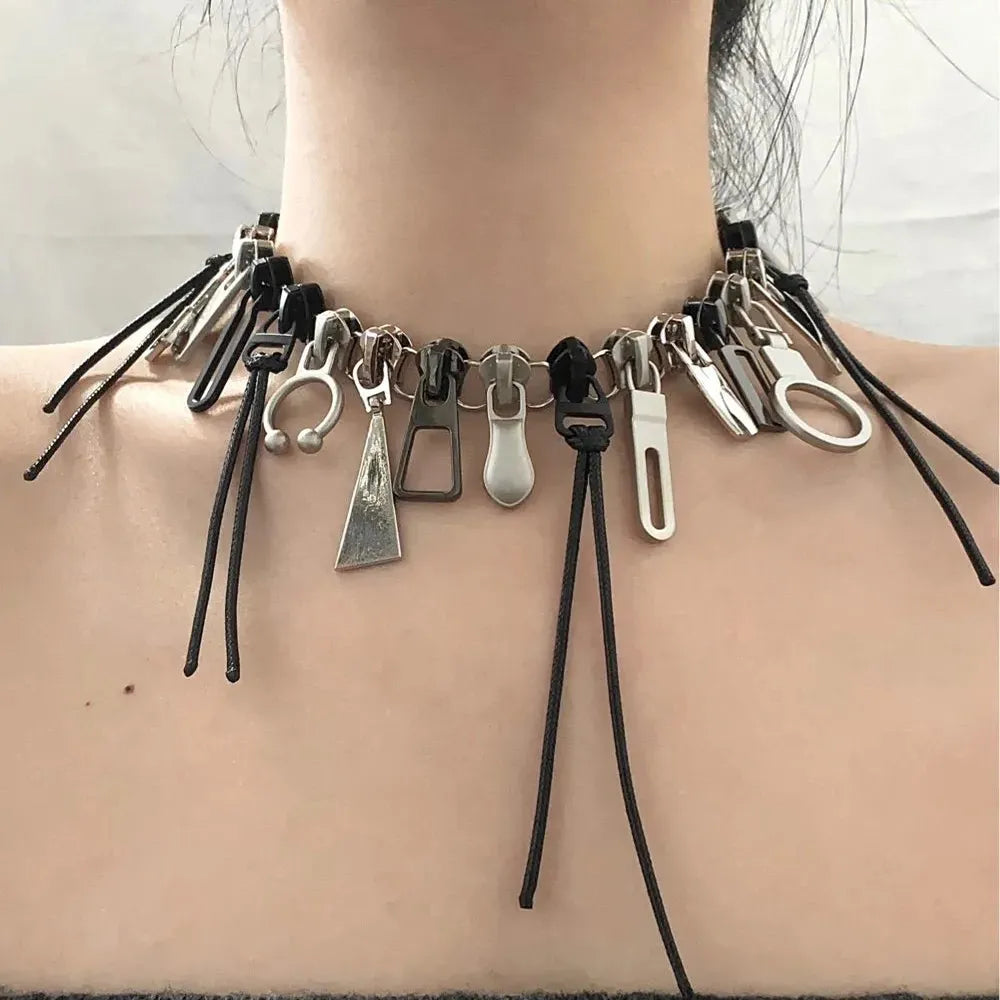 Zipper Necklace Fringe Chain Choker