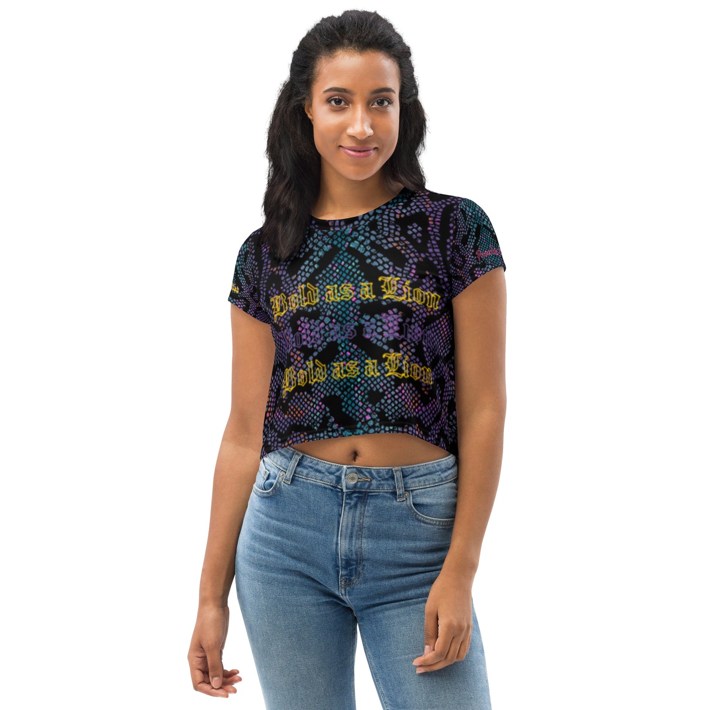 BOLD AS A LION- All-Over Print Crop Tee