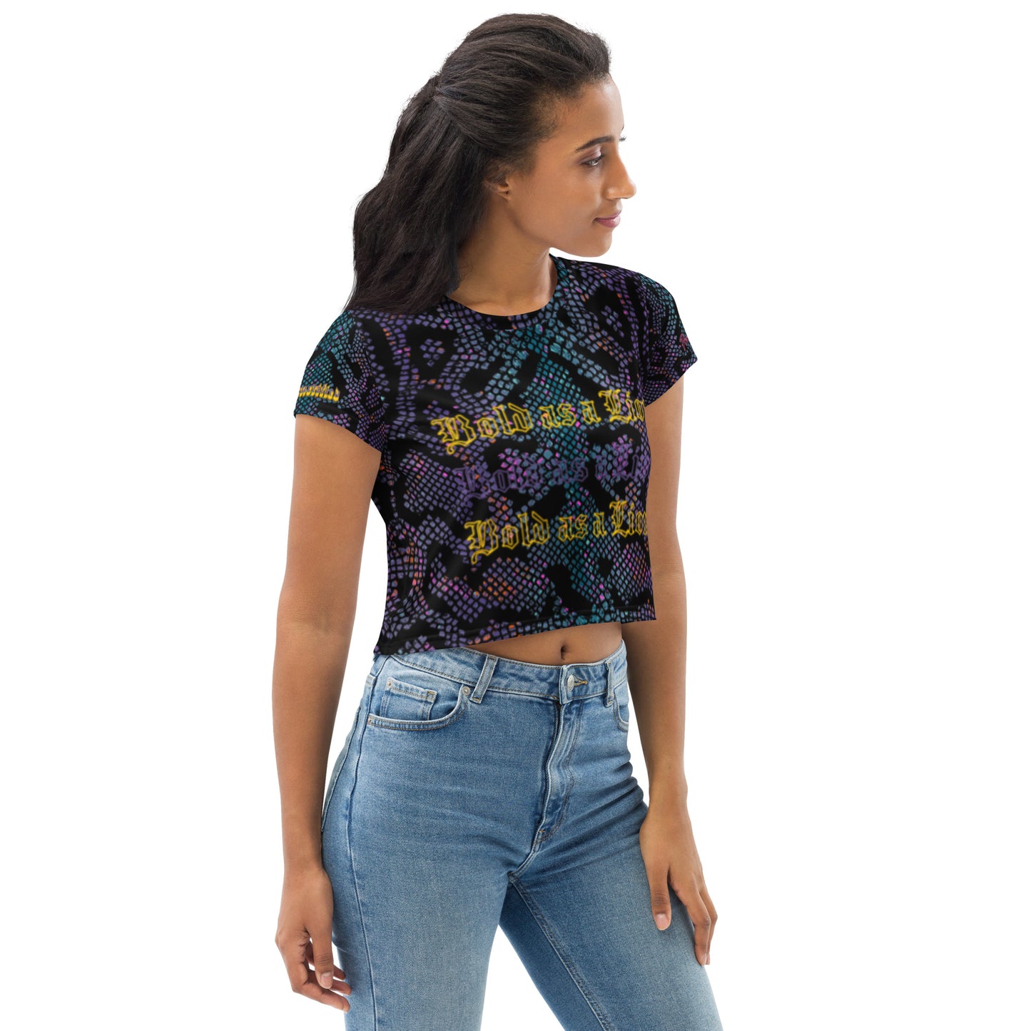 BOLD AS A LION- All-Over Print Crop Tee