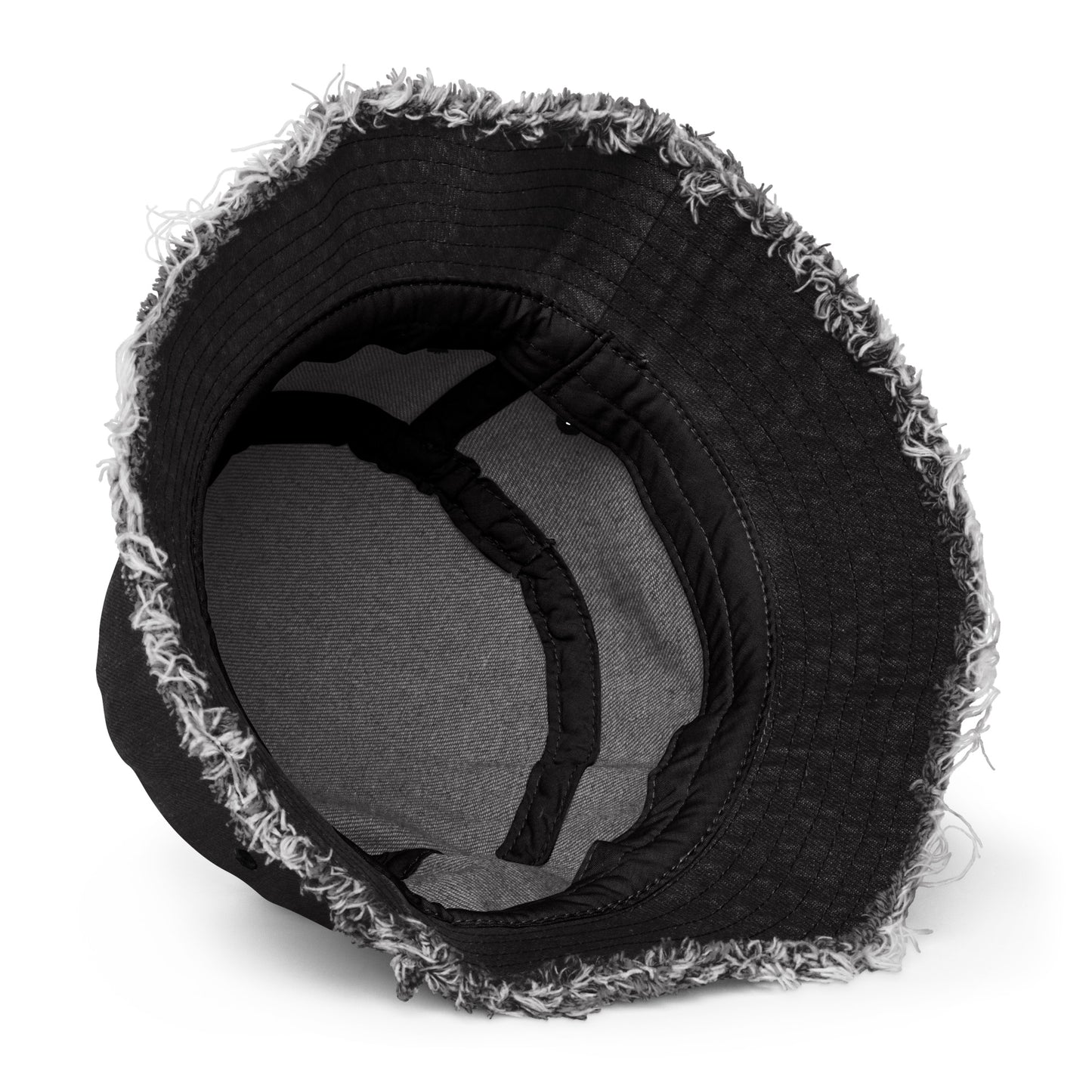 Alpha and Omega- Distressed denim bucket hat