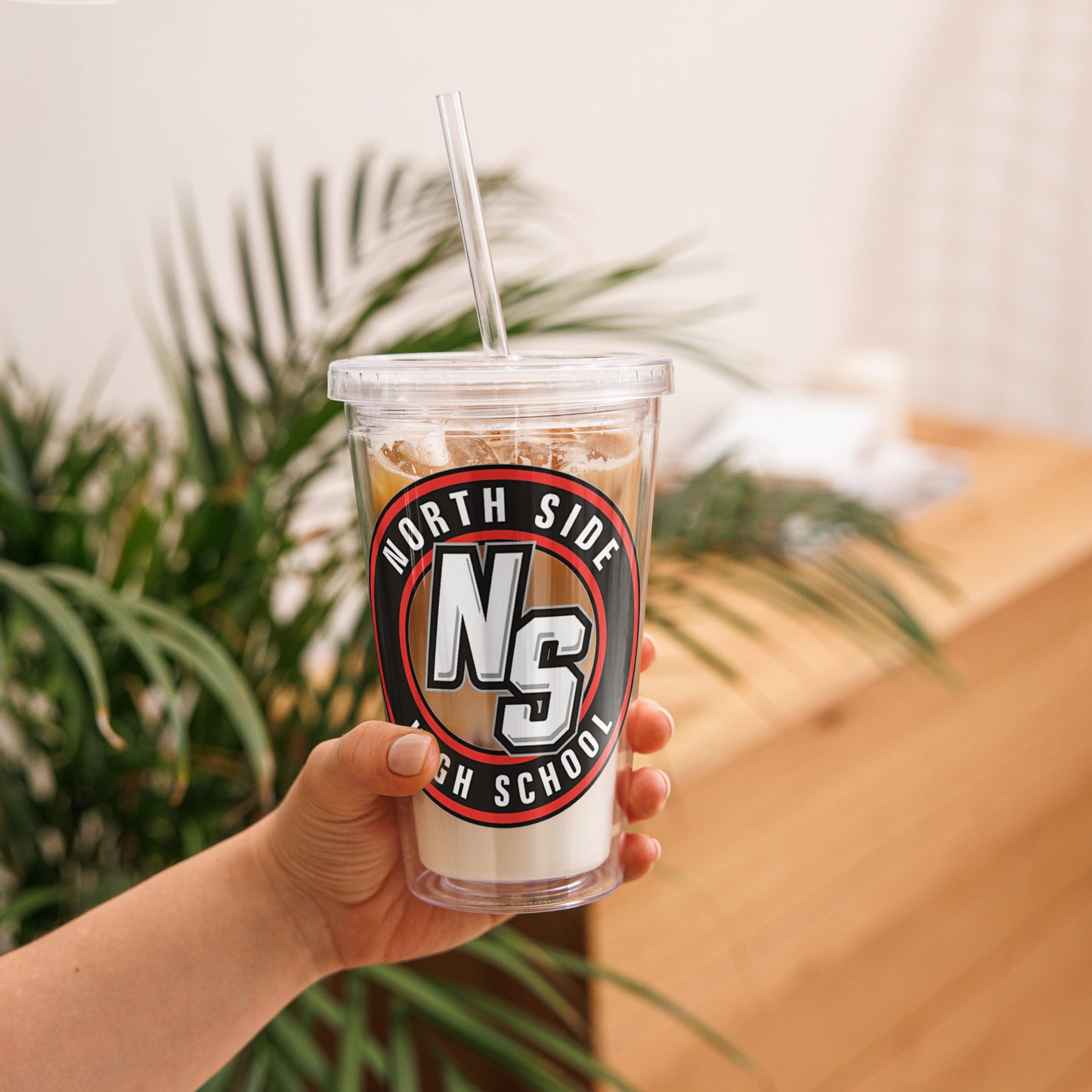 North Side H.S. Clear plastic tumbler