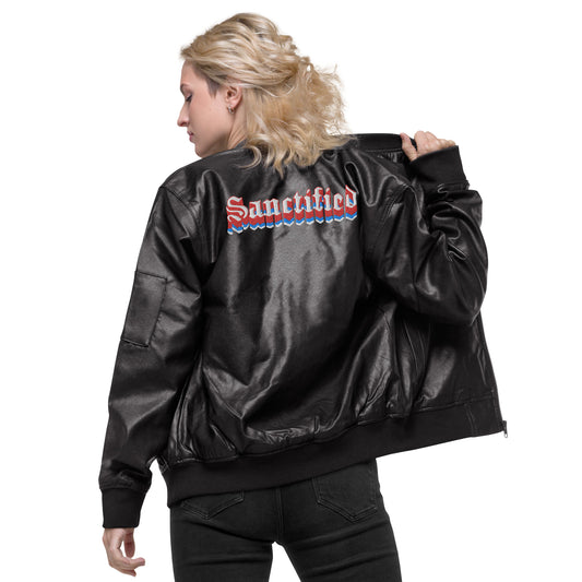 Sanctified- Leather Bomber Jacket