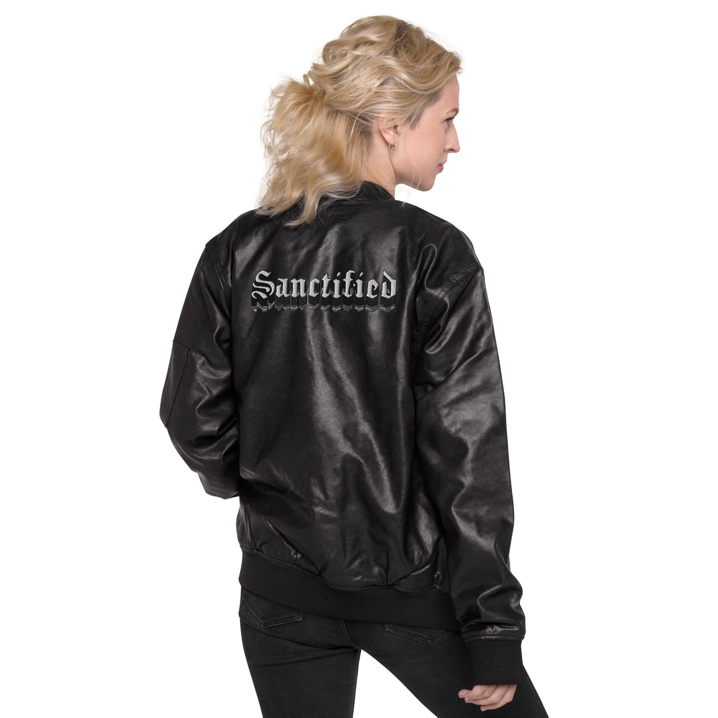 Sanctified- Leather Bomber Jacket