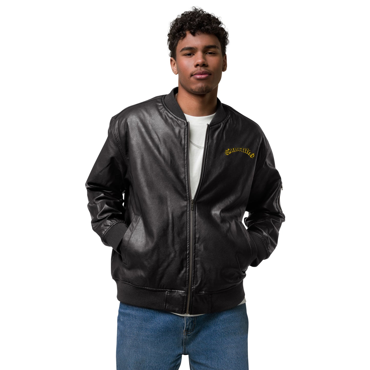 Sanctified Signature- Leather Bomber Jacket