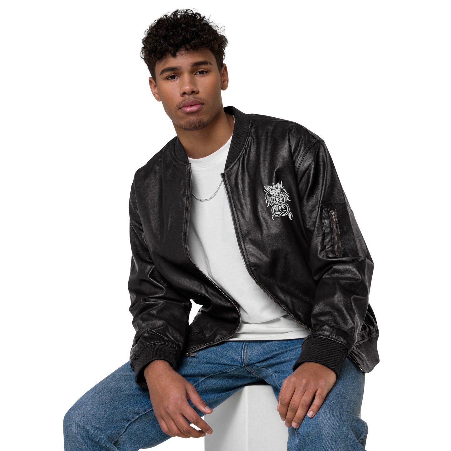 Sanctified- Leather Bomber Jacket