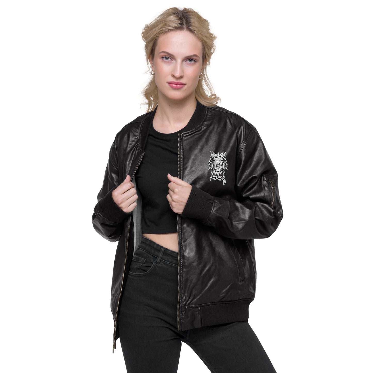 Sanctified- Leather Bomber Jacket