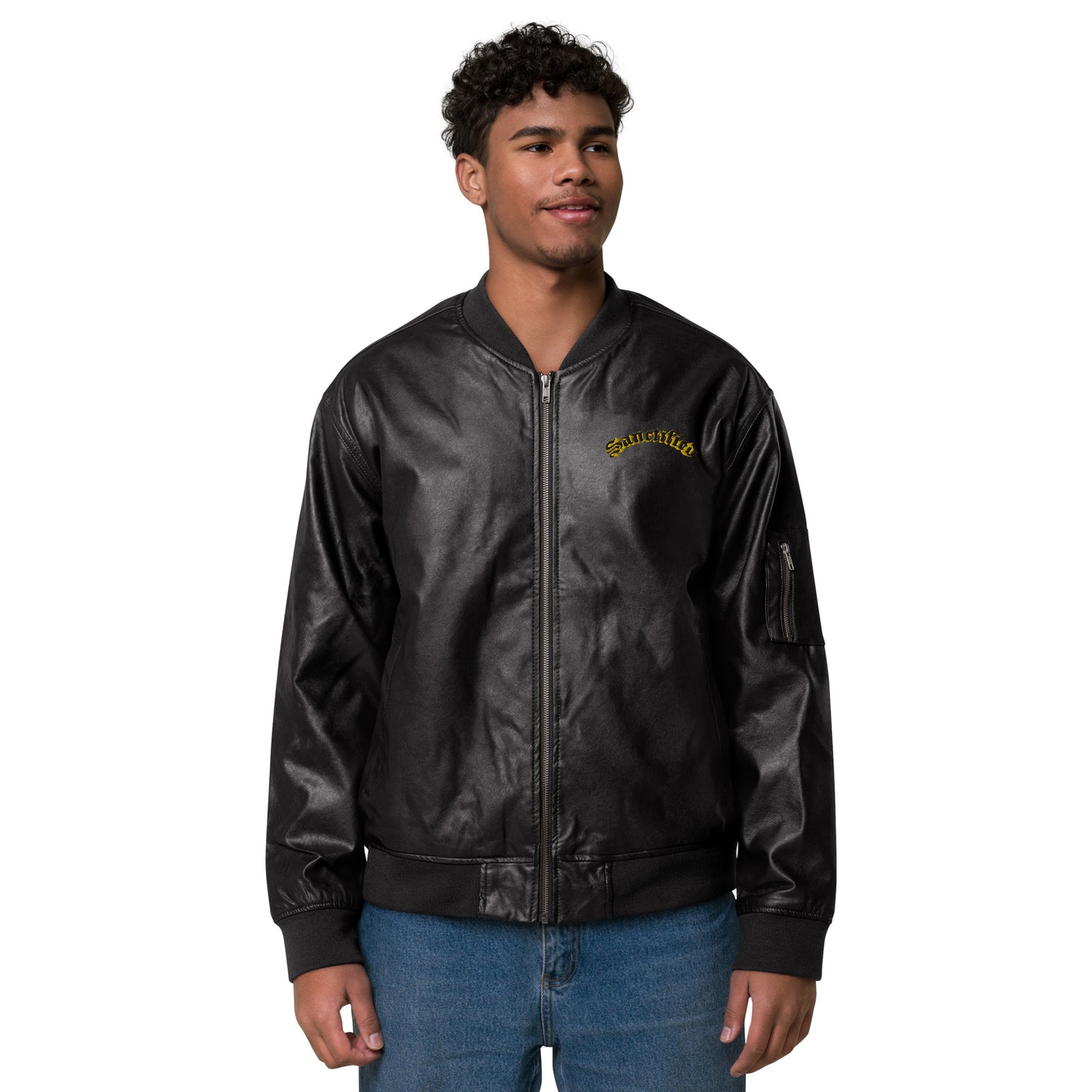 Sanctified Signature- Leather Bomber Jacket