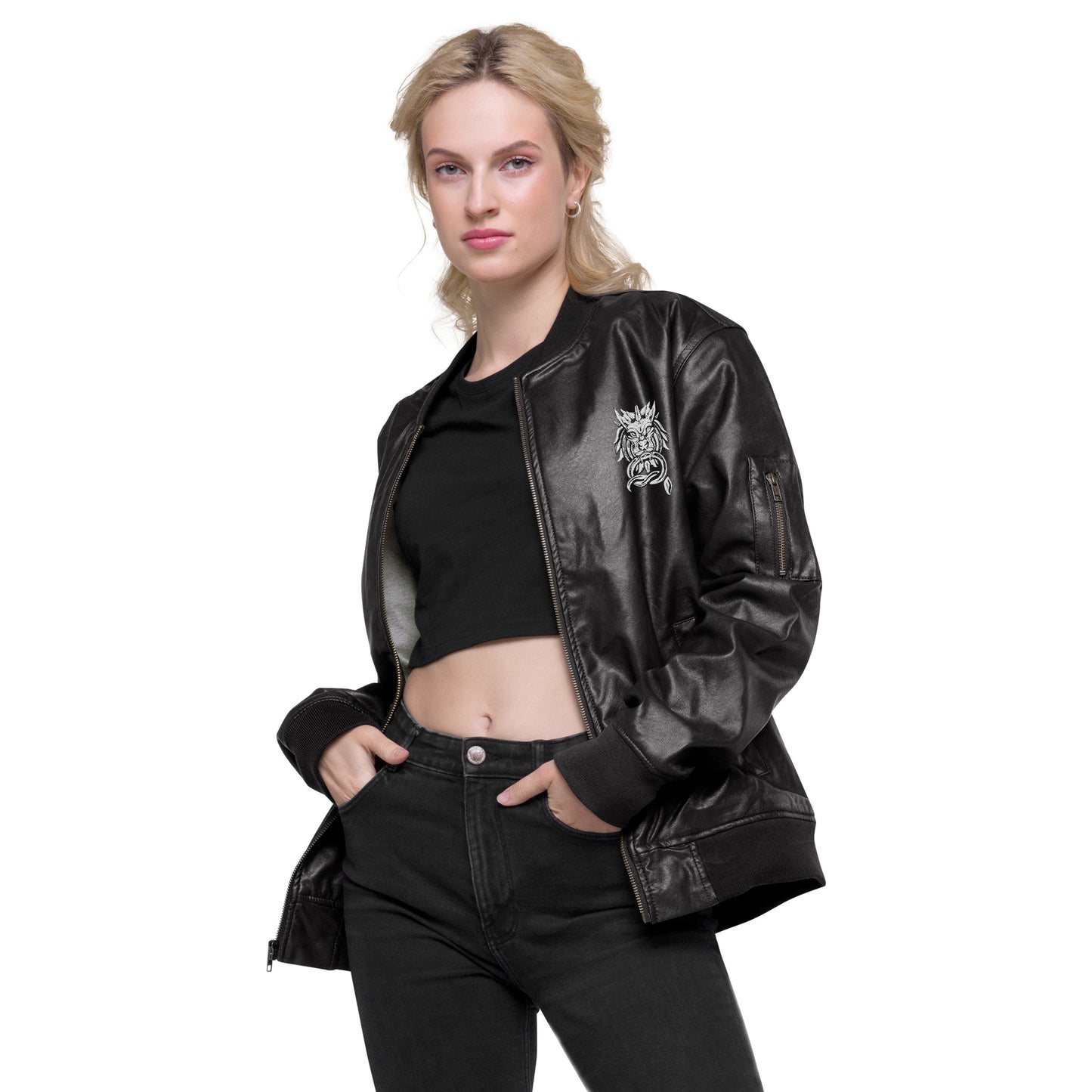 Sanctified- Leather Bomber Jacket