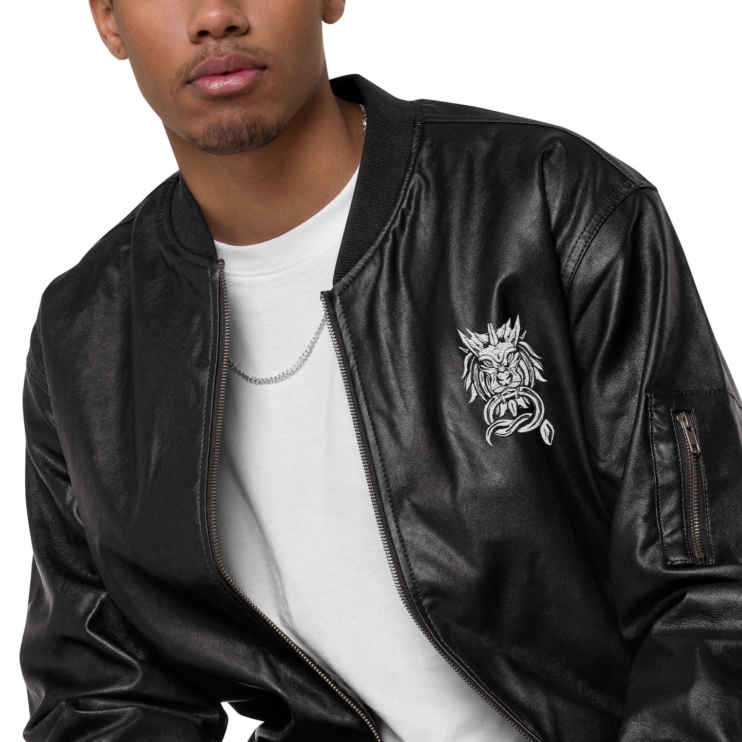 Sanctified- Leather Bomber Jacket