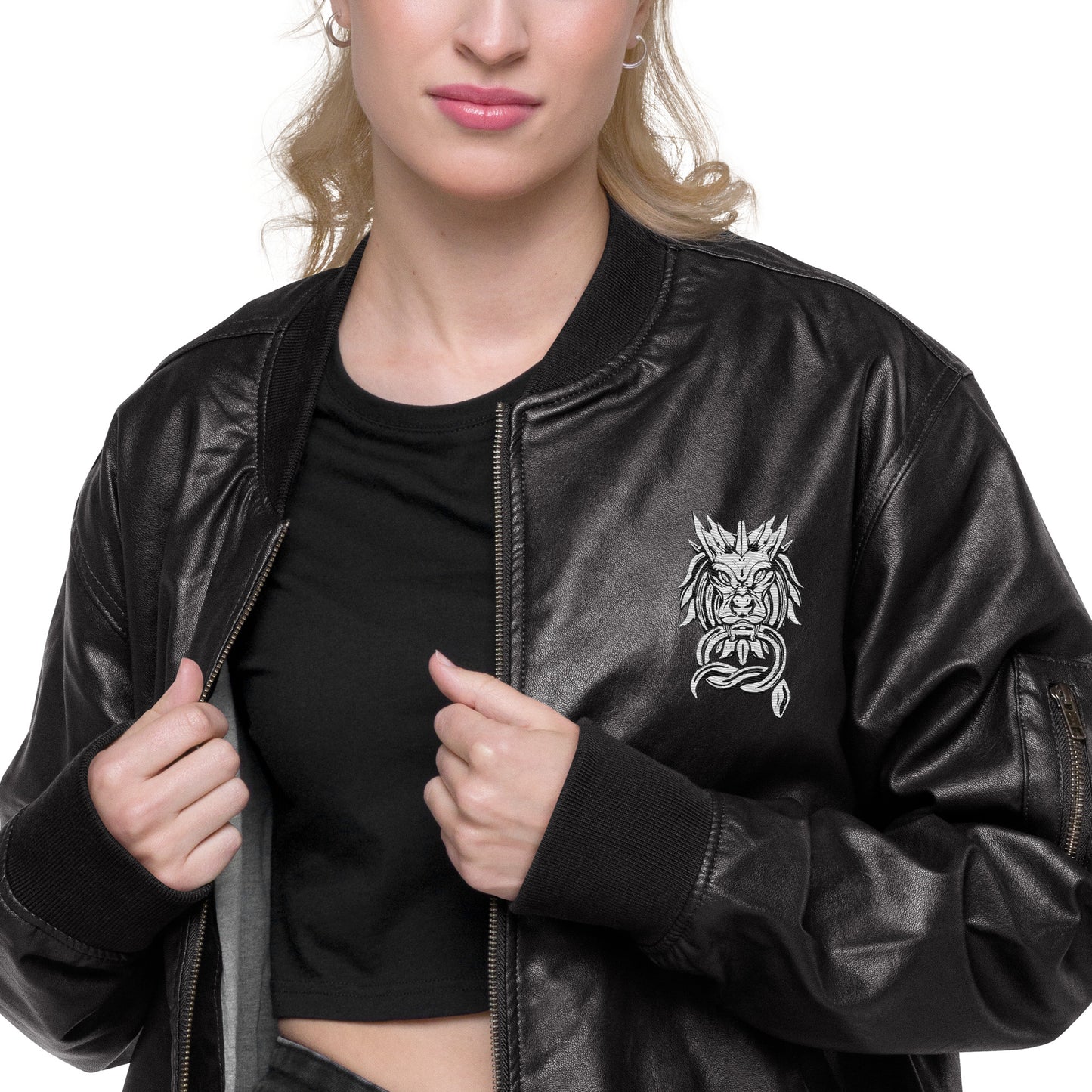 Sanctified- Leather Bomber Jacket