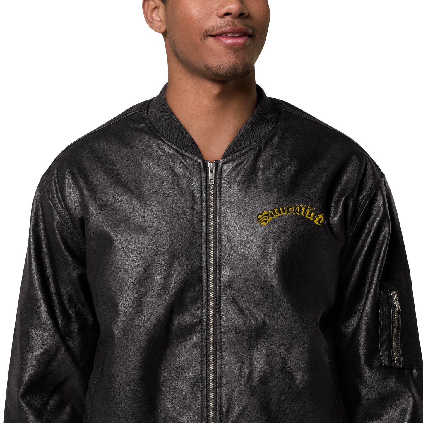 Sanctified Signature- Leather Bomber Jacket