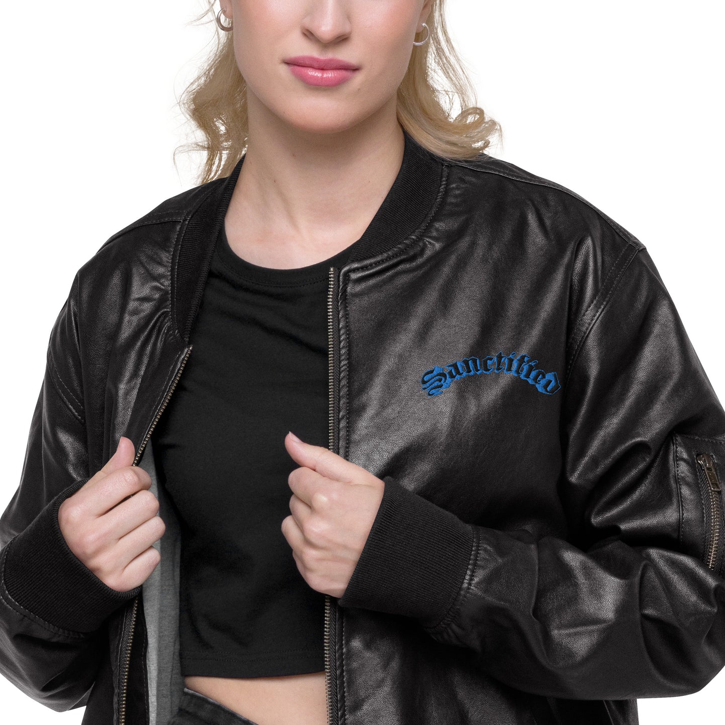 Sanctified Signature- Leather Bomber Jacket